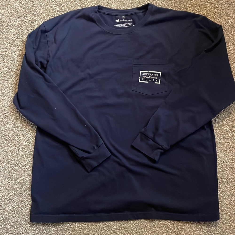 Southern Marsh Classics Navy Long Sleeve Pocket T Shirt XL